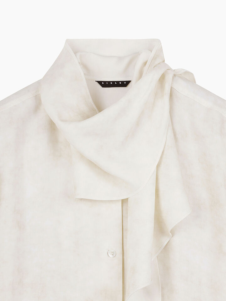 Cream shirt with scarf - sisley k shirts - Creamy White | Sisley K image number 4